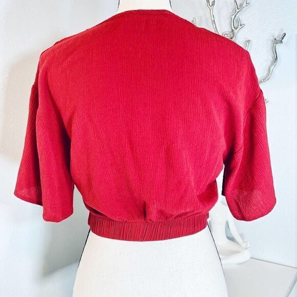 E2 Short Sleeve Crop Top Twist Knot Burnt Orange - Picture 4 of 8